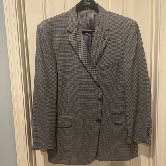Men's Black & White Houndstooth Wool Blazer - Picture 1 of 3